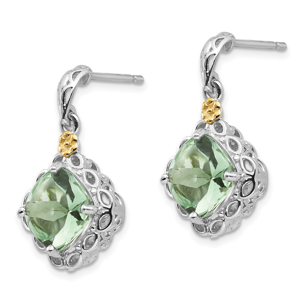 Green Quartz Earrings Sterling Silver &amp; 14k Gold QTC902, MPN: QTC902, 883957368443