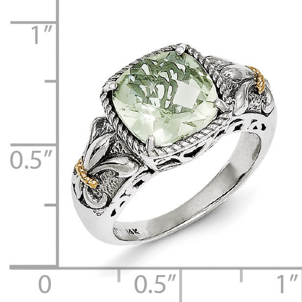 Green Quartz Ring Sterling Silver &amp; 14k Gold QTC908, MPN: QTC908, 883957409597