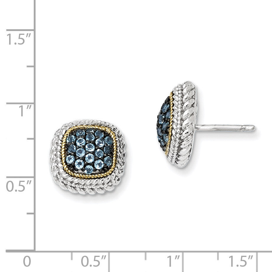 Blue Topaz Post Earrings Sterling Silver &amp; 14k Gold with Black Rhodium QTC956, MPN: QTC956, 8839570…