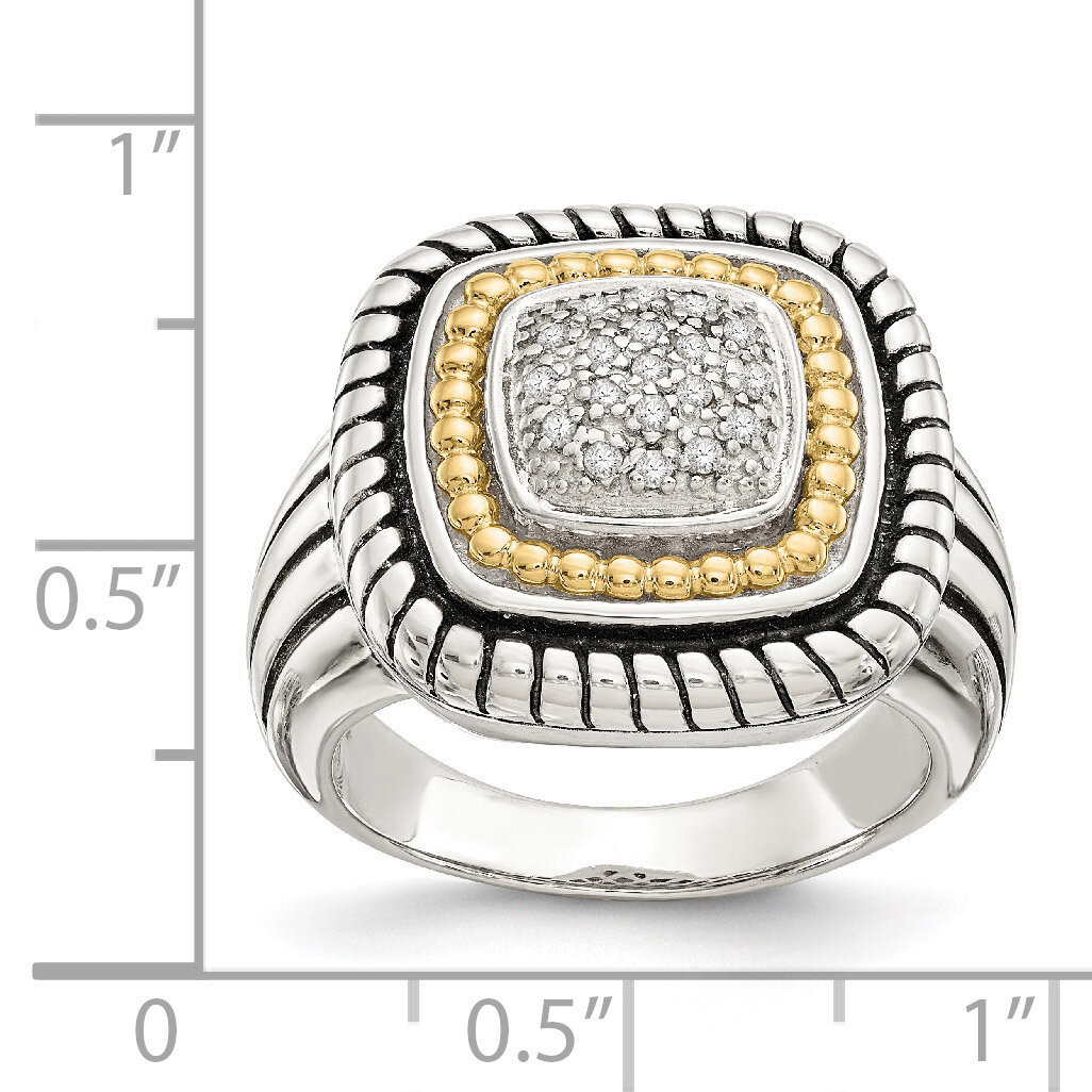 1/10ct. Diamond Ring Sterling Silver & 14k Gold QTC9