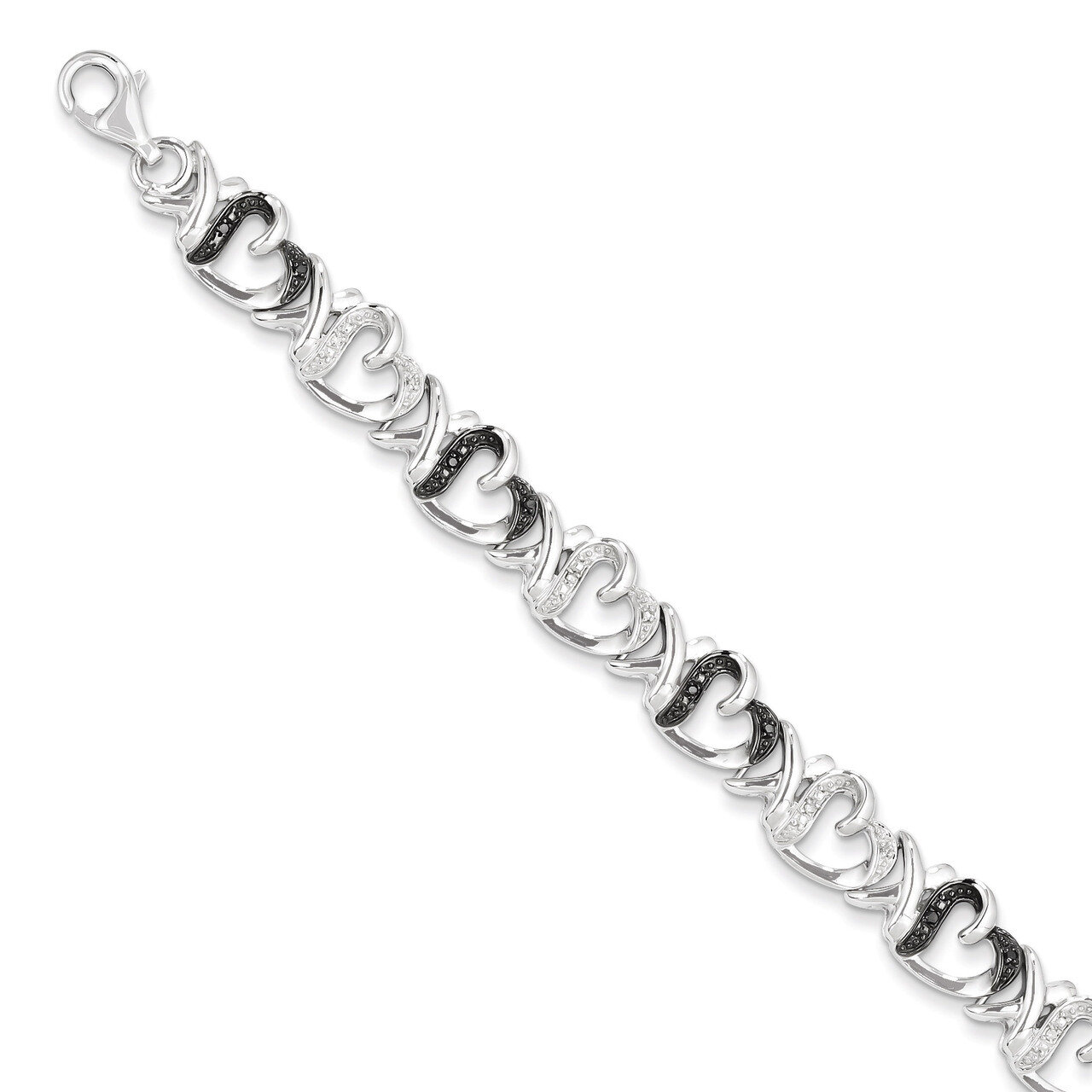Black &amp; White Diamond Bracelet Sterling Silver QDX1212, MPN: QDX1212, 818050013525