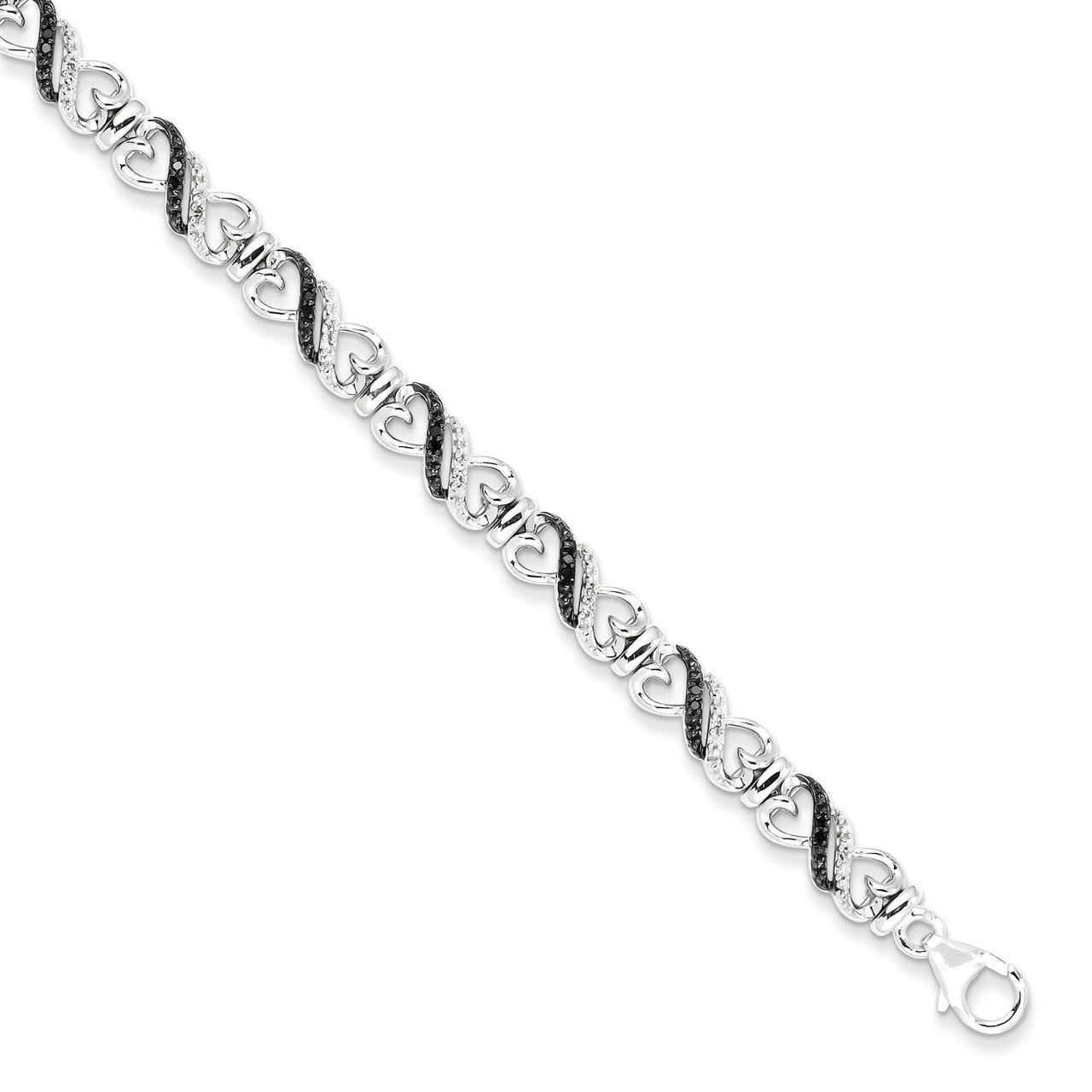 Black &amp; White Diamond Bracelet Sterling Silver QDX1215, MPN: QDX1215, 818050013570