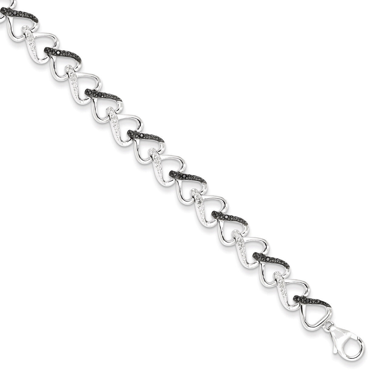 Black &amp; White Diamond Bracelet Sterling Silver QDX1216, MPN: QDX1216, 818050013556
