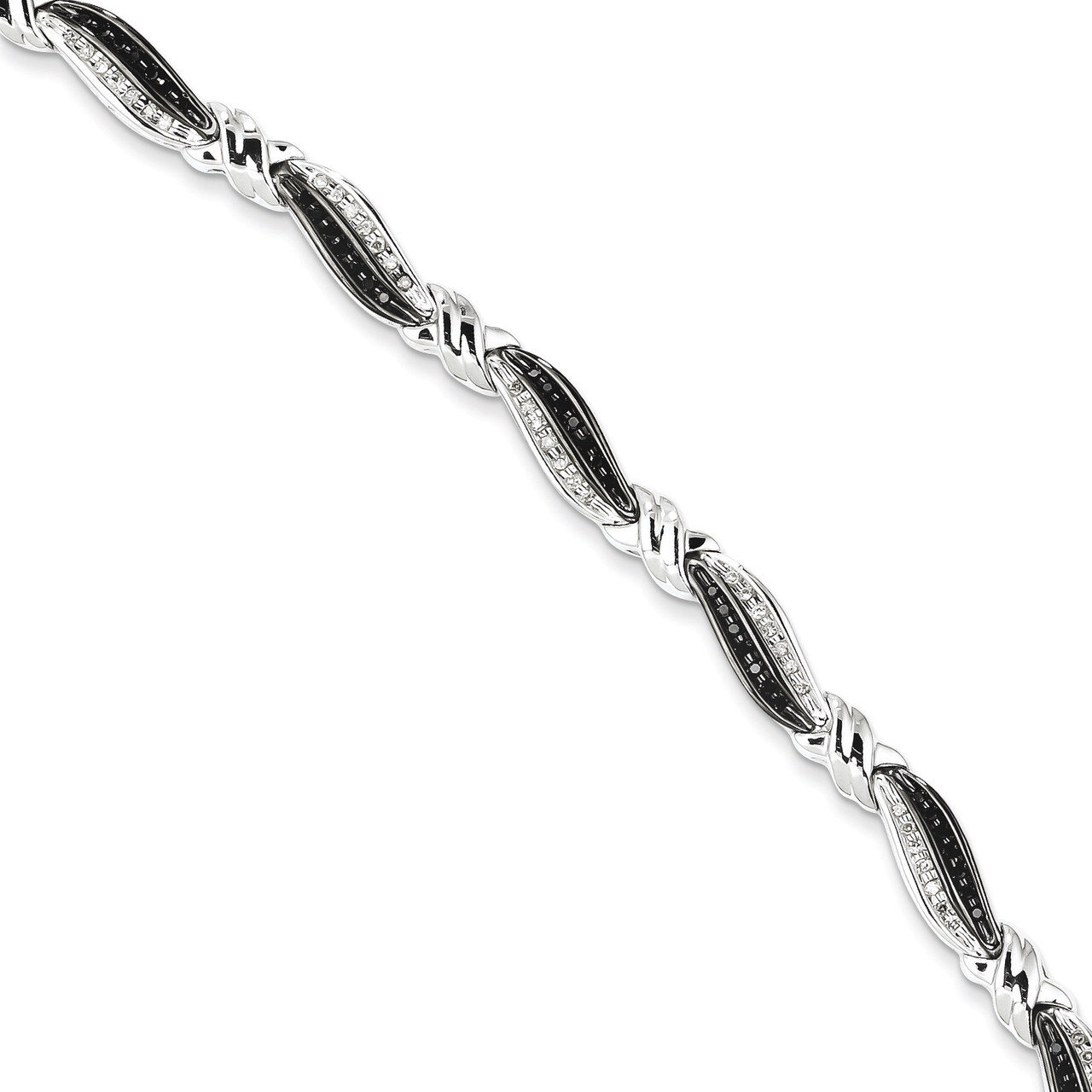 Black & White Diamond Bracelet Sterling Silver QDX1218