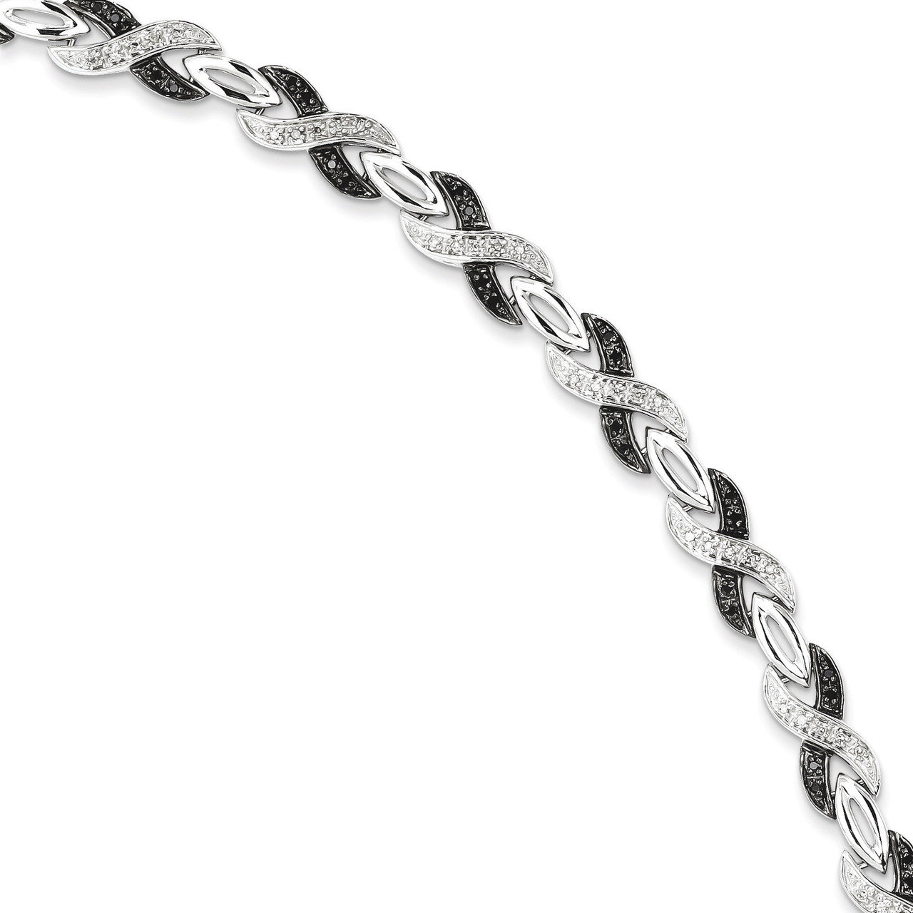 Black &amp; White Diamond Bracelet Sterling Silver QDX1220, MPN: QDX1220, 818050013785