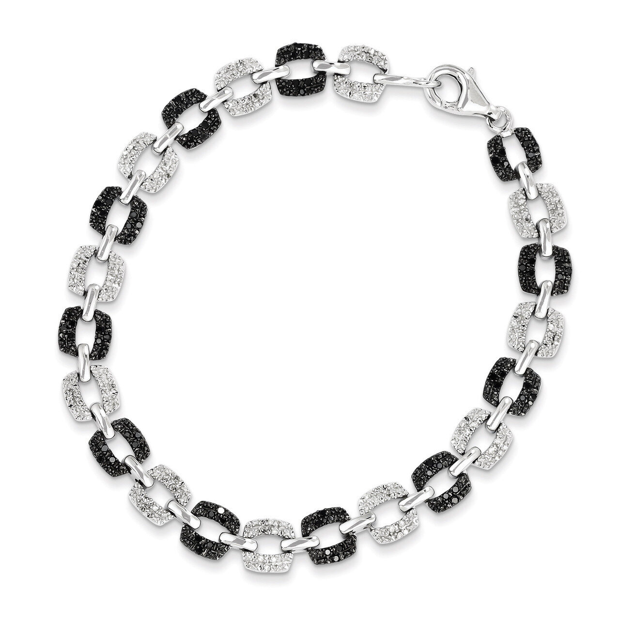 Black &amp; White Diamond Bracelet Sterling Silver QDX1235