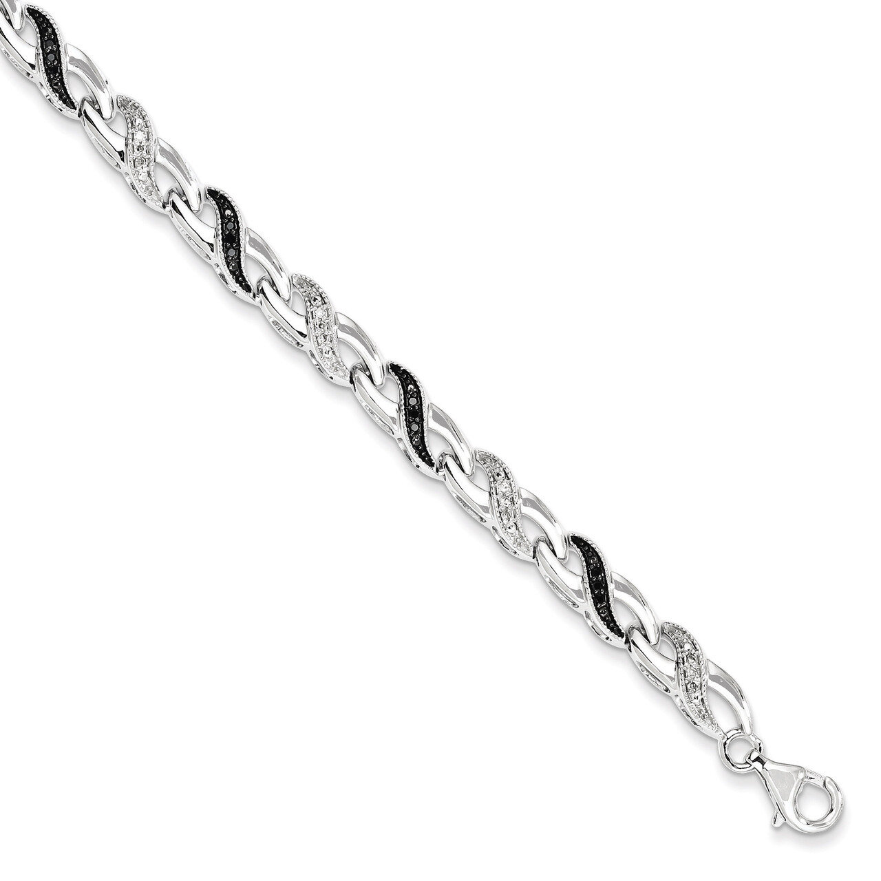 Black &amp; White Diamond Bracelet Sterling Silver QDX1237, MPN: QDX1237, 818050013655