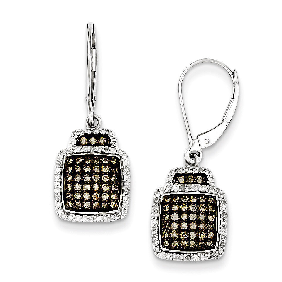 Champagne Diamond Large Square Leverback Earrings Sterling Silver QE10686, MPN: QE10686, 8839570258…