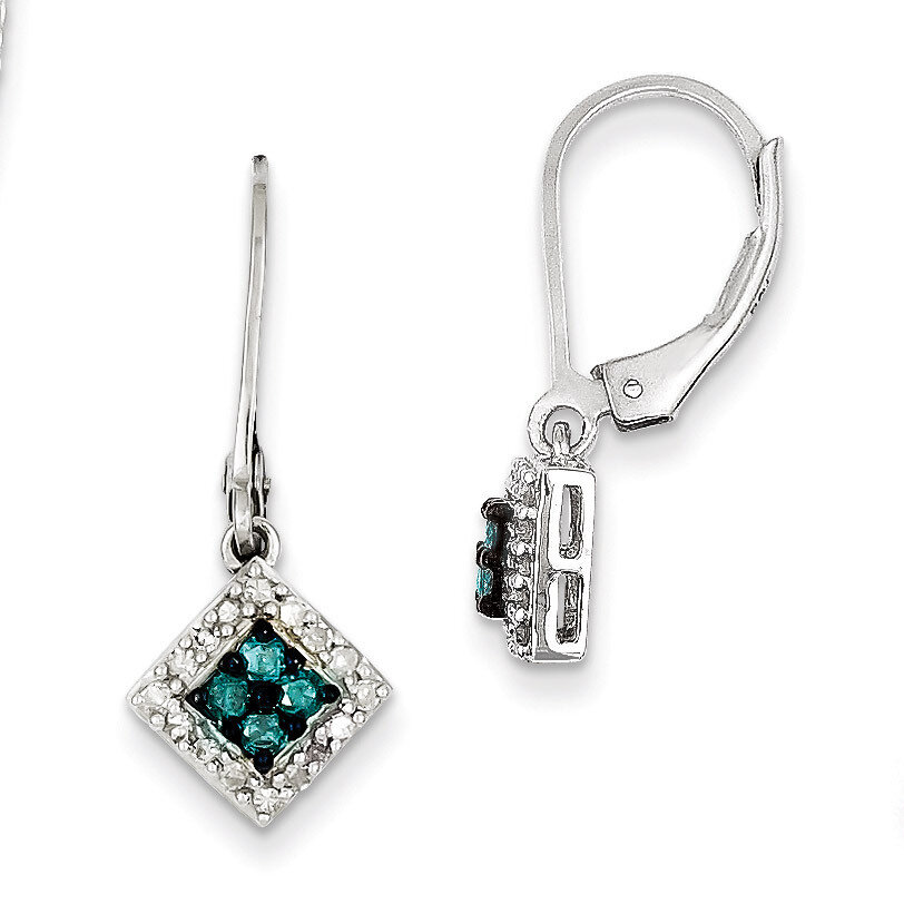 White &amp; Blue Diamond Leverback Earrings Sterling Silver QE10782, MPN: QE10782, 883957026077