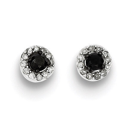 Black and White Diamond Circle Post Earrings Sterling Silver QE10839, MPN: QE10839, 883957026213