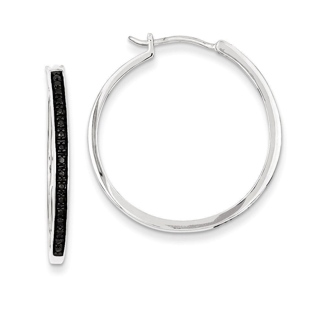 Black Diamond Hoop Earrings Sterling Silver QE10926, MPN: QE10926, 886774310022