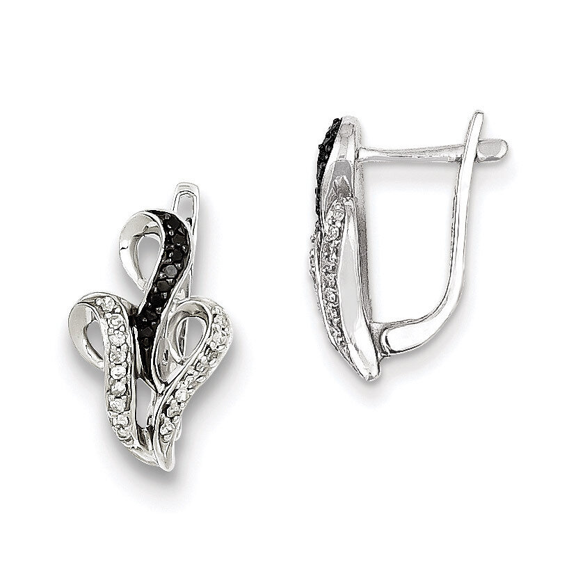 Black and White Diamond Hinged Post Earrings Sterling Silver QE7831, MPN: QE7831, 886774310541
