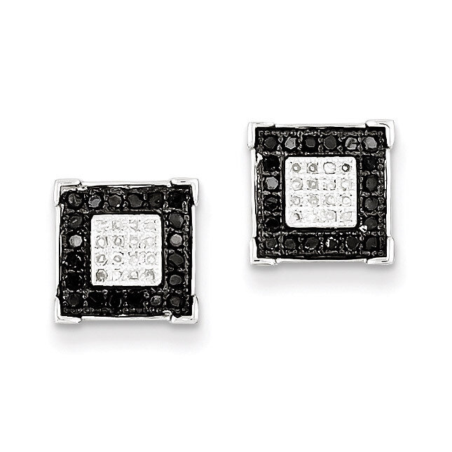 Black &amp; White Diamond Earrings Sterling Silver QE7869, MPN: QE7869, 883957026374