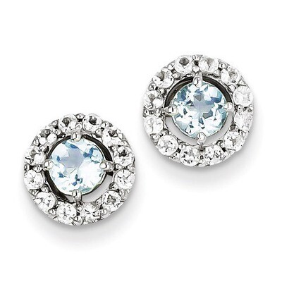 White Topaz &amp; Aquamarine Earrings Sterling Silver Rhodium-plated QE9993AQ, MPN: QE9993AQ, 883957400…