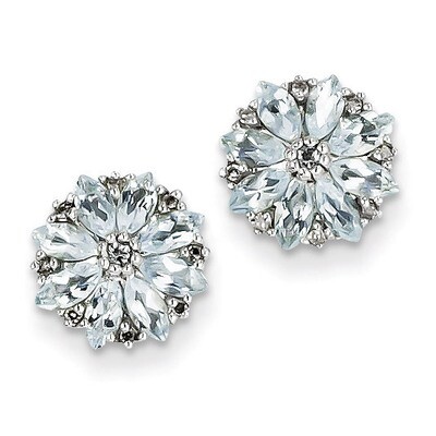 Aquamarine Earrings Diamond Sterling Silver QE9988AQ, MPN: QE9988AQ, 886774675640