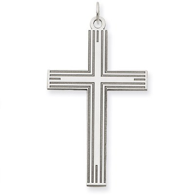 Laser Designed Cross Pendant 14k White Gold XR999, MPN: XR999, 886774133478