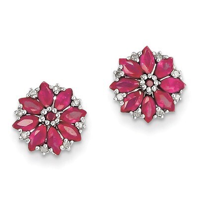 African Ruby Earrings Diamond Sterling Silver QE9988R, MPN: QE9988R, 883957400952