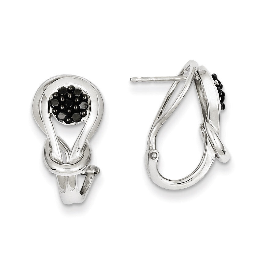 Black and White Diamond Love Knot Post Earrings Sterling Silver QE7874