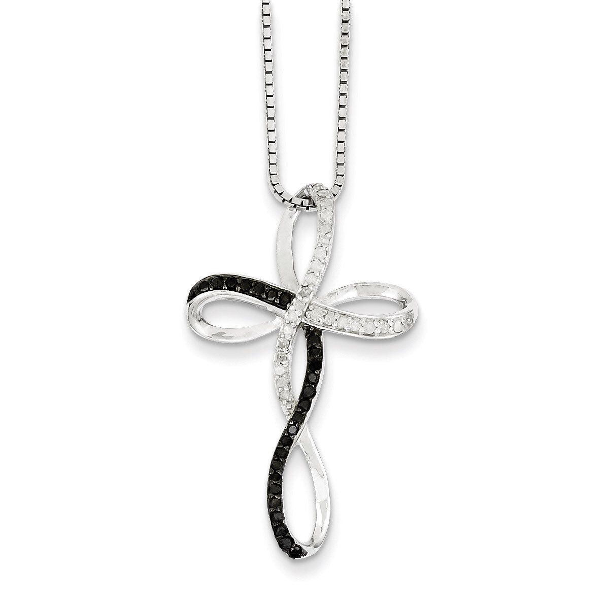 Black &amp; White Diamond Pendant Necklace Sterling Silver QP2173, MPN: QP2173, 886774189536
