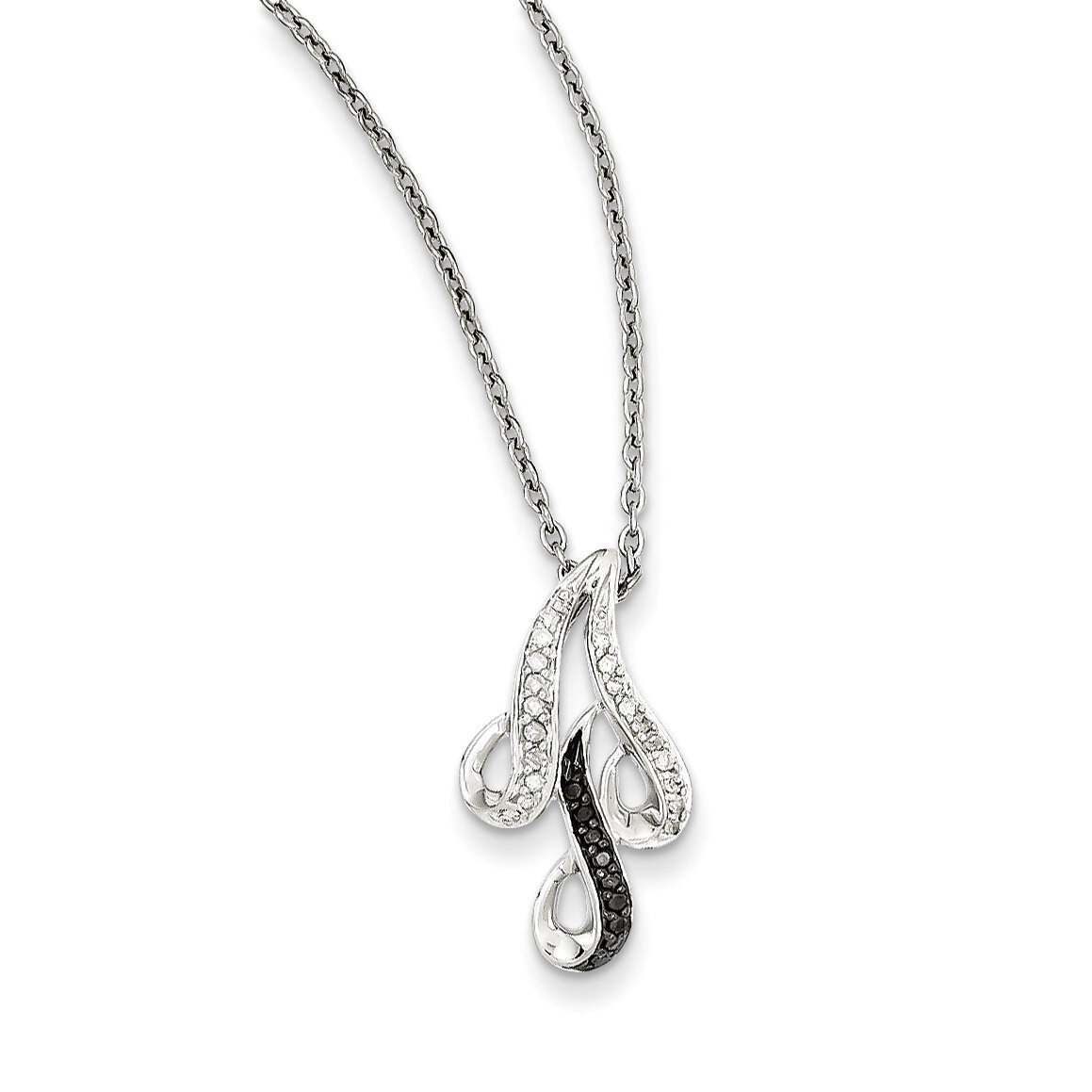 Black and White Diamond Pendant Necklace Sterling Silver QP2276