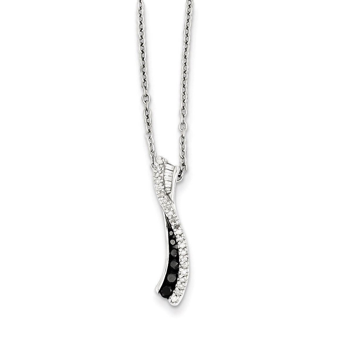 Black and White Diamond Pendant Necklace Sterling Silver QP2280