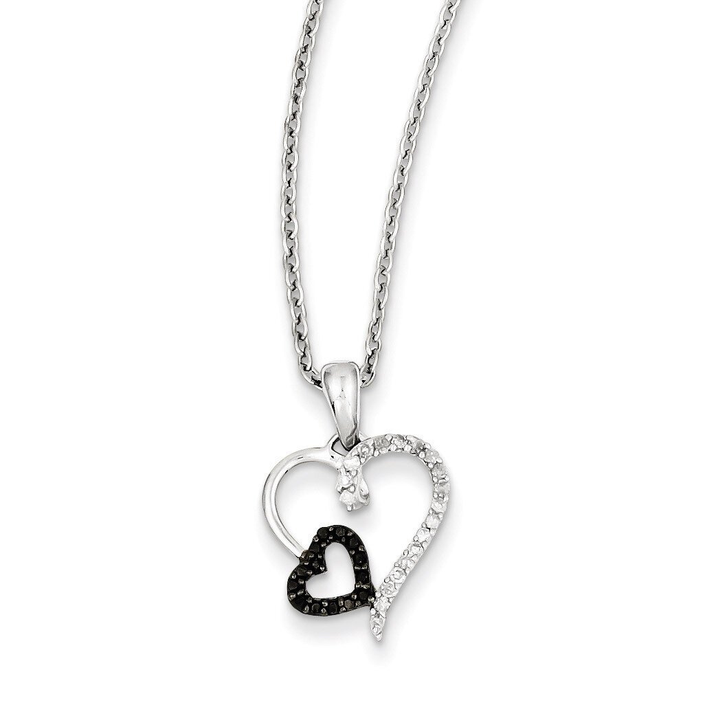 Black and White Diamond Heart Pendant Sterling Silver QP2304, MPN: QP2304, 886774189567