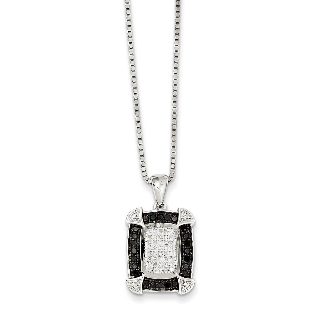 Black &amp; White Diamond Pendant Necklace Sterling Silver QP2332, MPN: QP2332, 886774309880