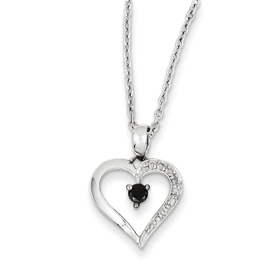 Black and White Diamond Heart Pendant Sterling Silver QP2335, MPN: QP2335, 886774310572
