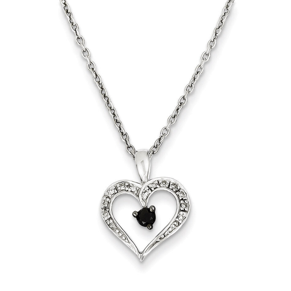 Black and White Diamond Heart Pendant Necklace Sterling Silver QP2336, MPN: QP2336, 886774310602