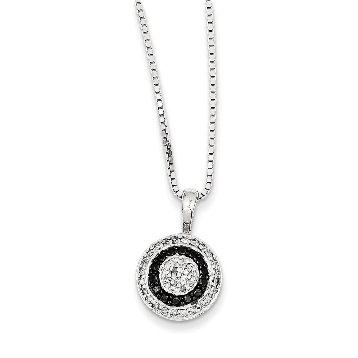 Black and White Diamond Circle Pendant Necklace Sterling Silver QP2341, MPN: QP2341, 883957028521