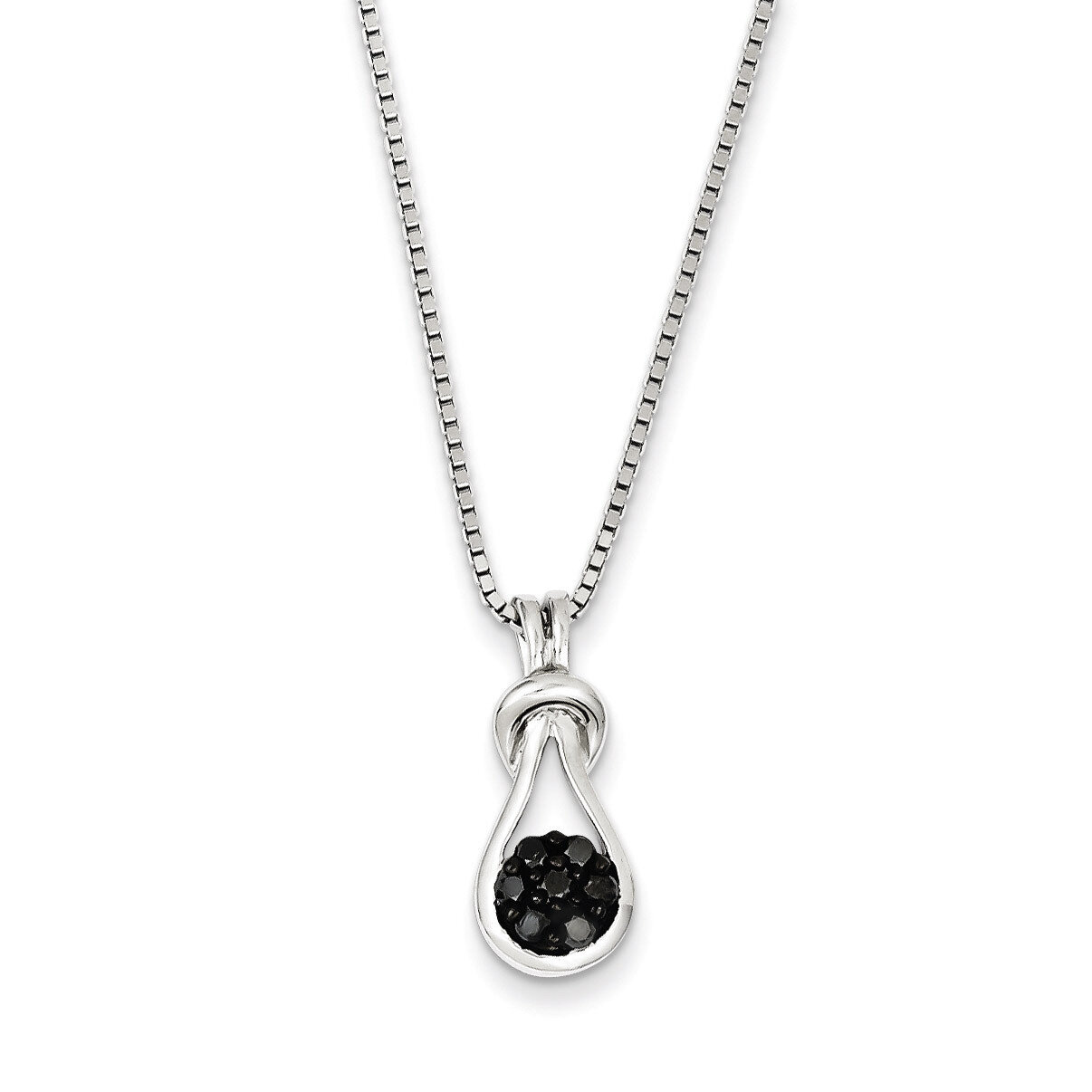 Black and White Diamond Love Knot Pendant Sterling Silver QP2343