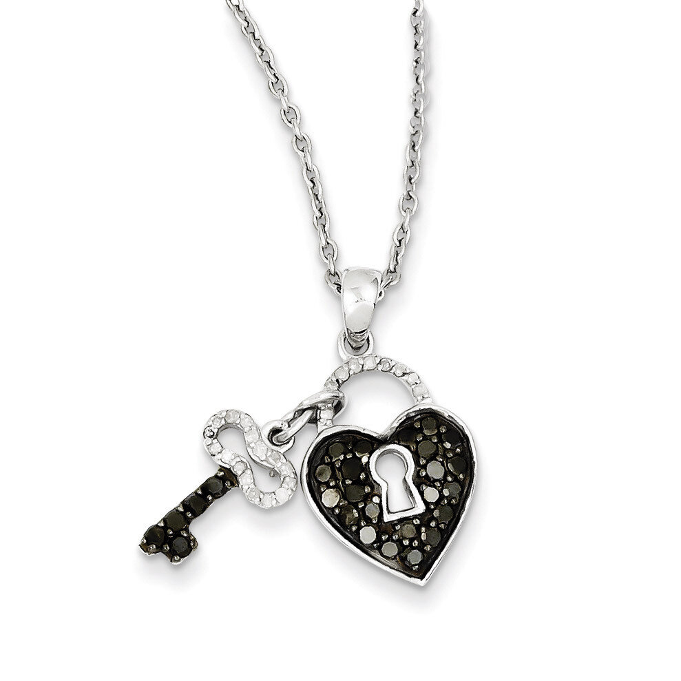 Black &amp; White Diamond Pendant Necklace Sterling Silver QP2361, MPN: QP2361, 886774309927