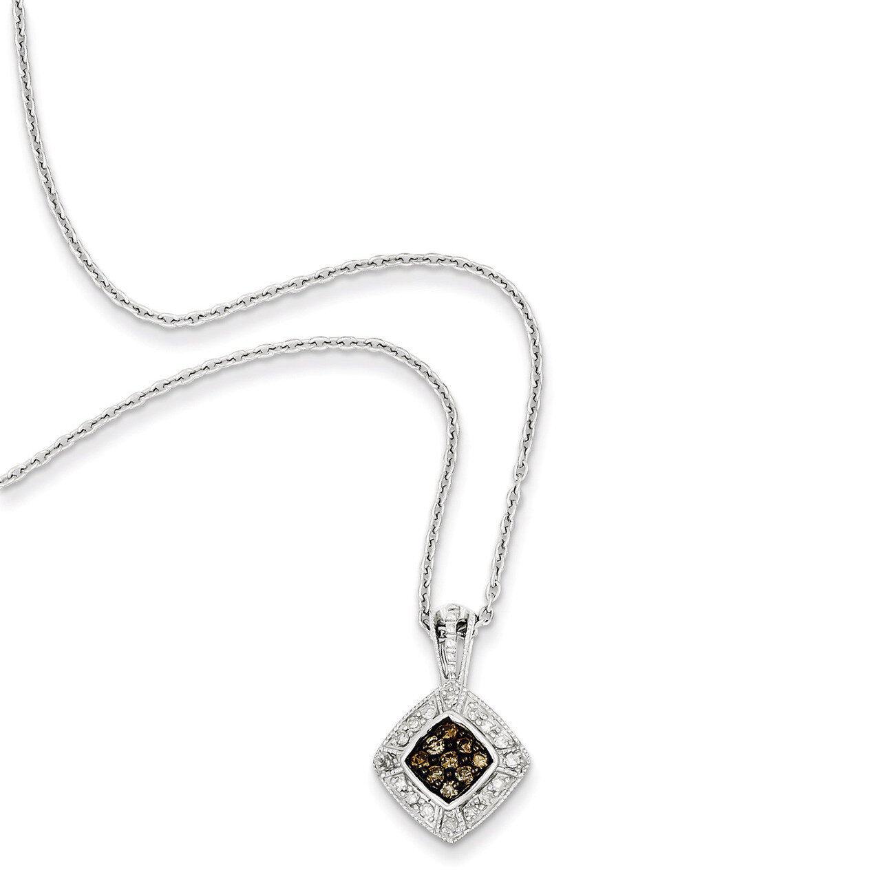 Champagne Diamond Small Diamond Shape Pendant Sterling Silver QP3623, MPN: QP3623, 886774310459