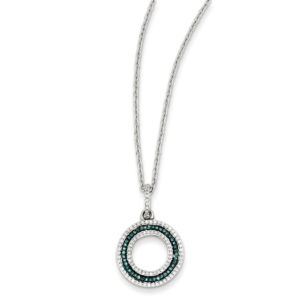 Blue and White Diamond Circle Pendant Sterling Silver QP3667, MPN: QP3667, 883957028156