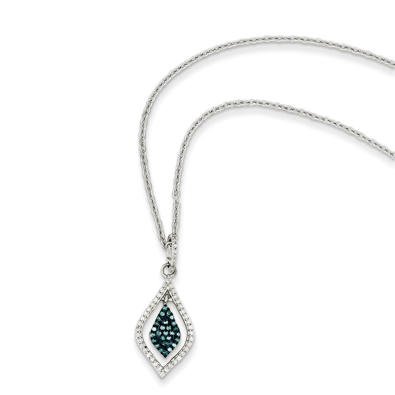 Blue and White Diamond Pendant Sterling Silver QP3673, MPN: QP3673, 886774309866