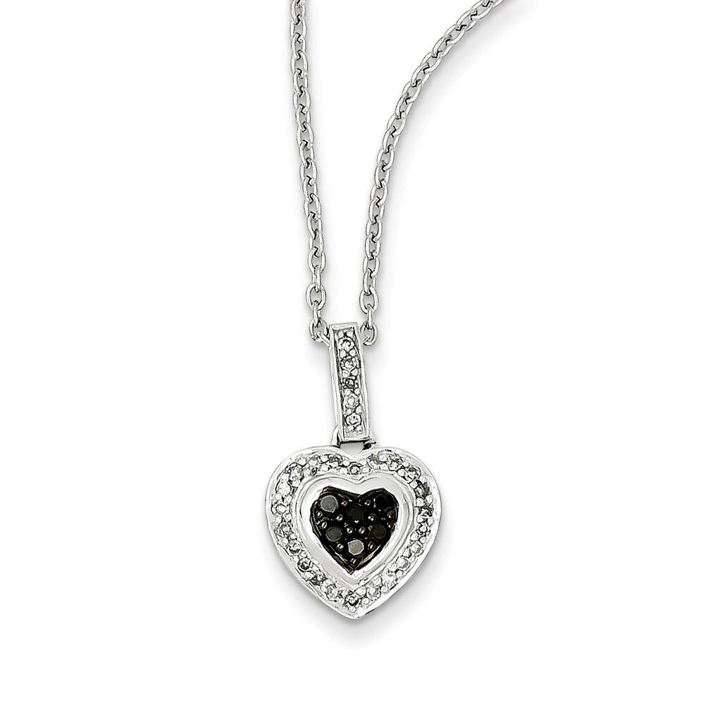 Black Diamond Small Heart Pendant Sterling Silver QP3736