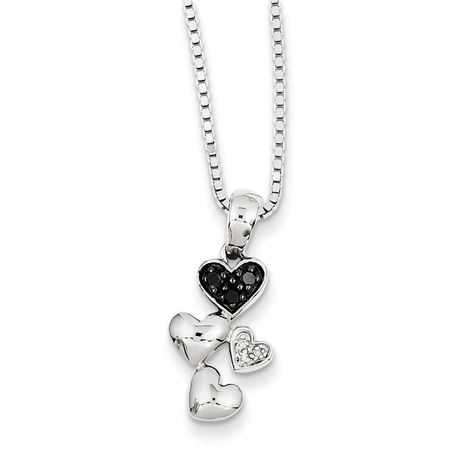 White &amp; Black Diamond Heart Pendant Sterling Silver QP3746, MPN: QP3746, 883957028408