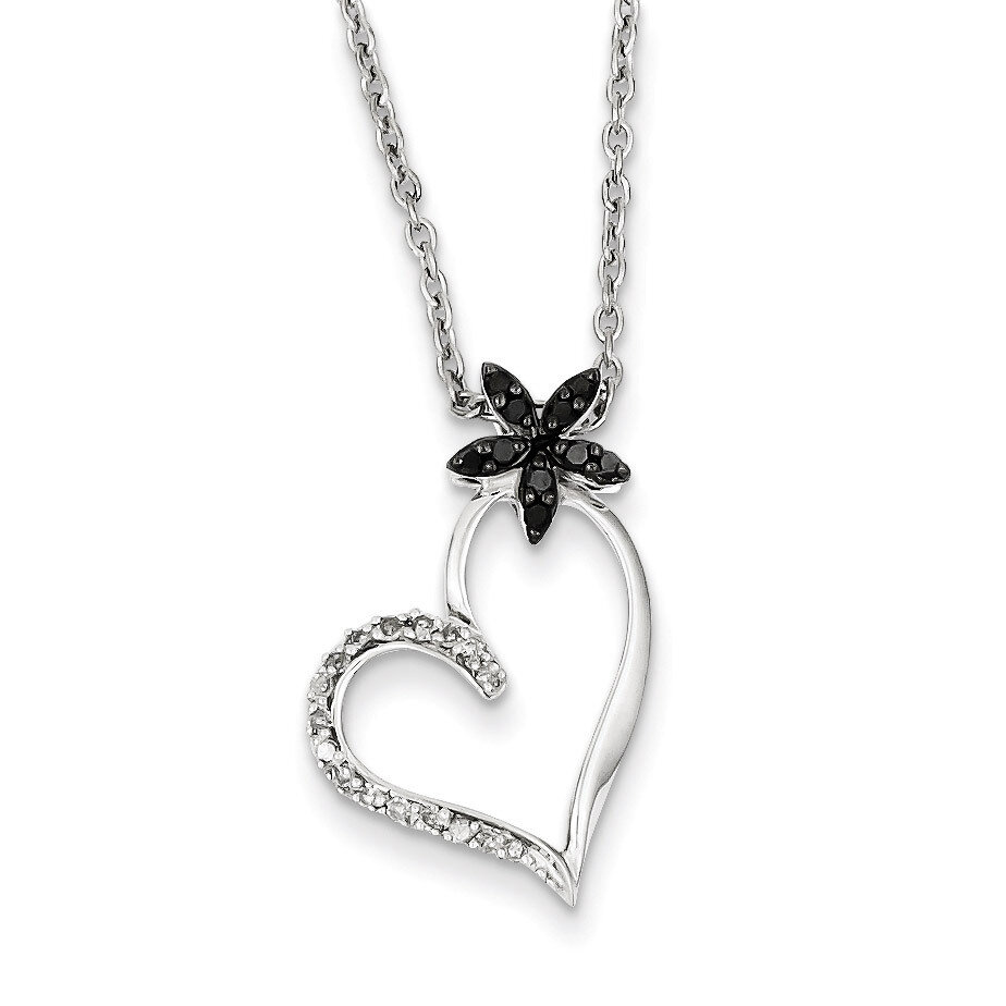 Black &amp; White Diamond Heart Pendant Sterling Silver Rhodium-plated QP3748, MPN: QP3748, 883957028484