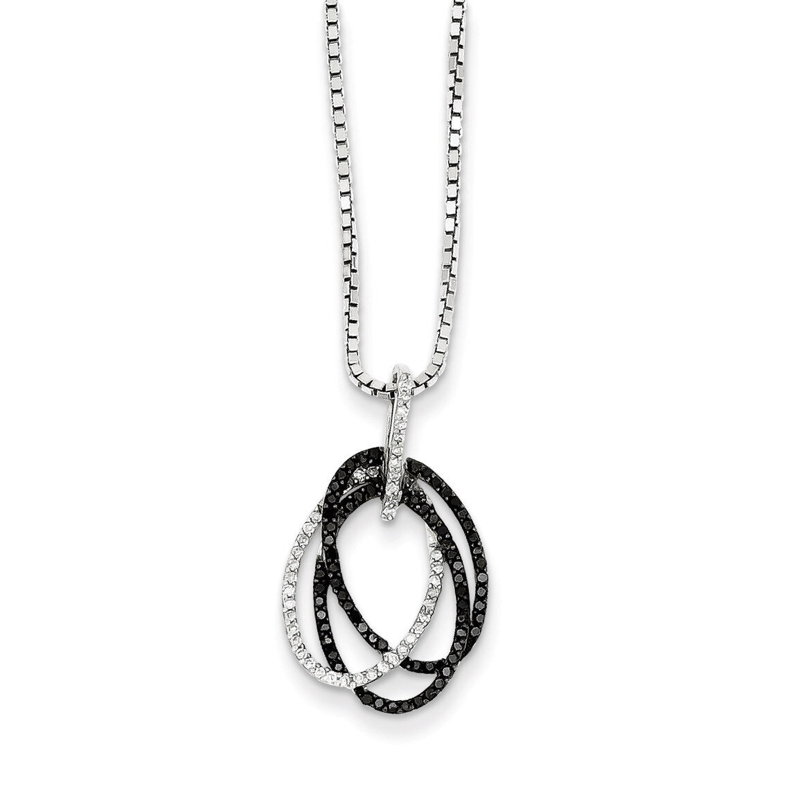 Black and White Diamond Triple Oval Pendant Sterling Silver QP3775, MPN: QP3775, 886774309859