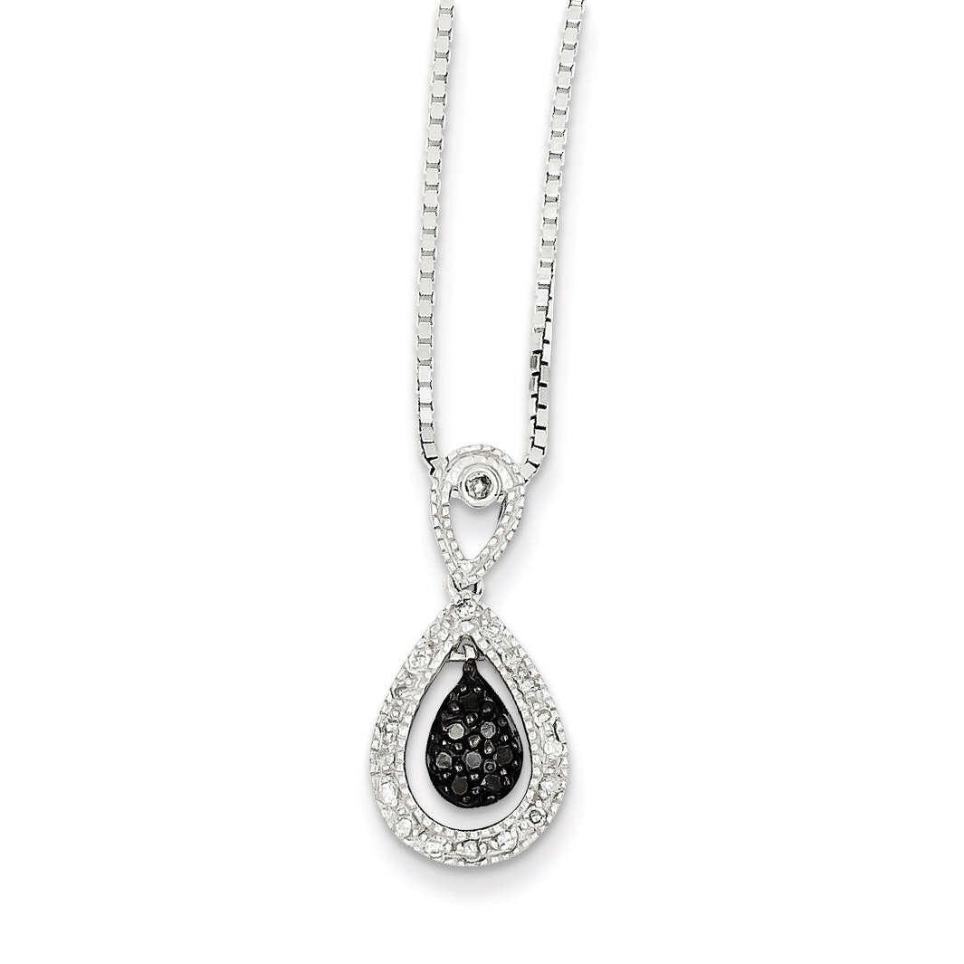 Black/White Diamond Teardrop Pendant Sterling Silver Rhodium-plated QP3777, MPN: QP3777, 8867743106…