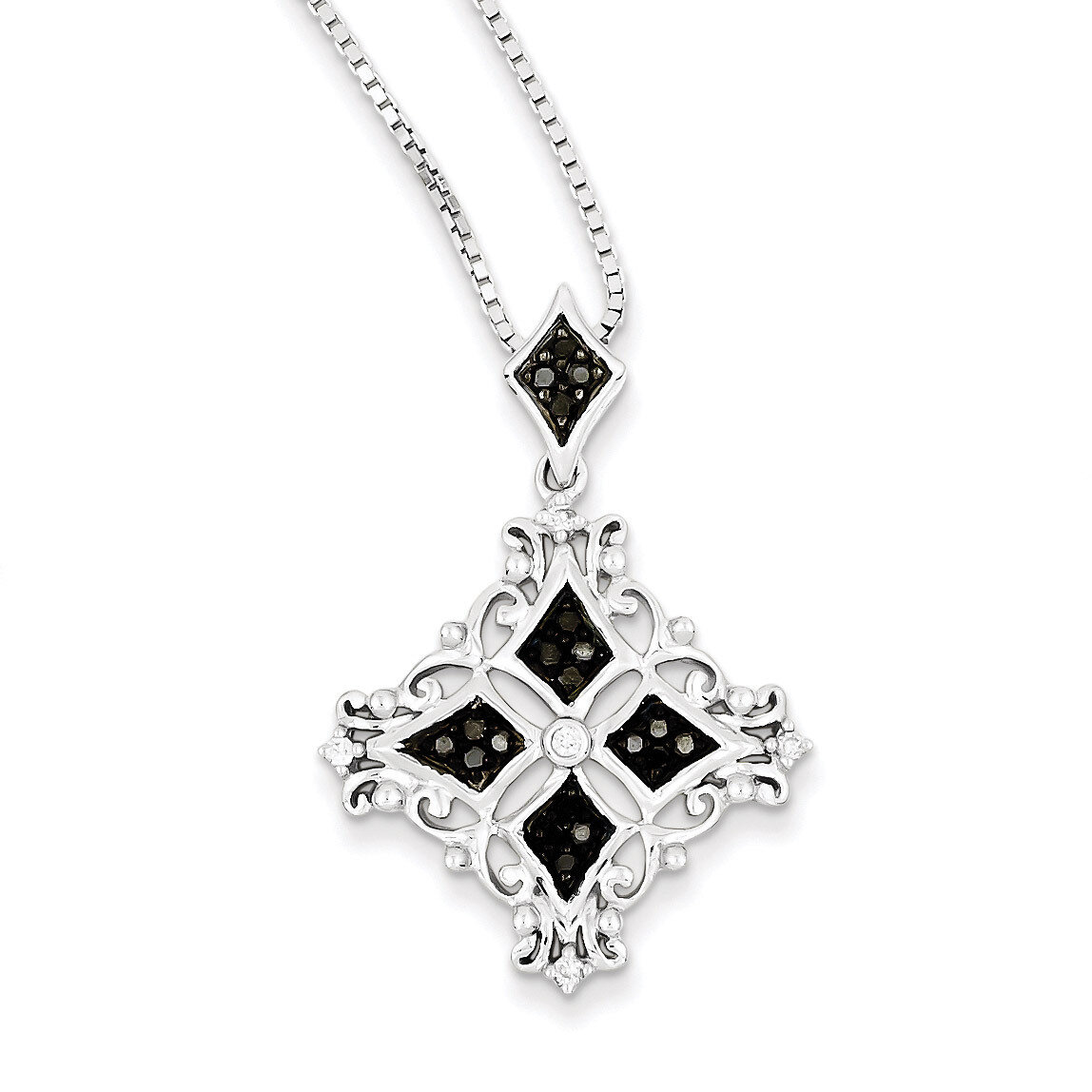 Black &amp; White Diamond Pendant Sterling Silver Rhodium-plated QP3835, MPN: QP3835, 883957028774