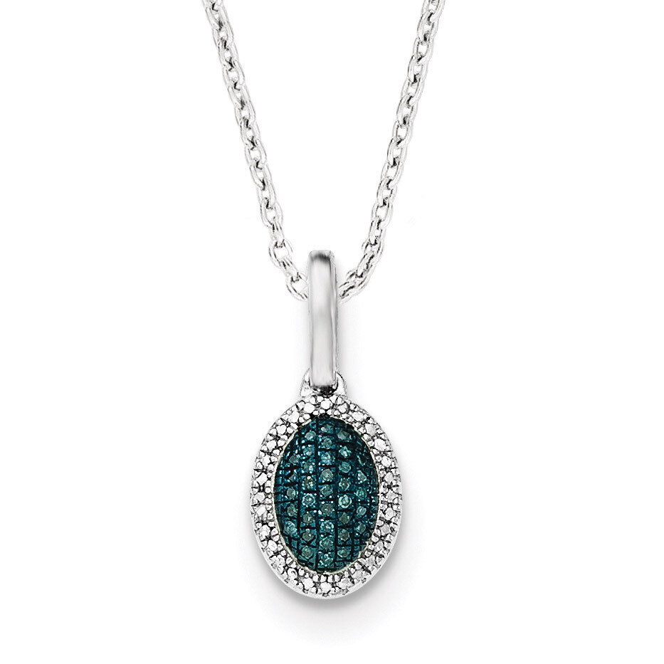 Blue and White Diamond Oval Pendant Sterling Silver QP4694, MPN: QP4694, 886774967653