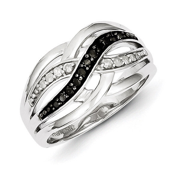 Black &amp; White Diamond Ring Sterling Silver QR3022, MPN: QR3022, 883957245003