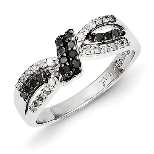Black &amp; White Diamond Ring Sterling Silver QR3024, MPN: QR3024, 883957246260