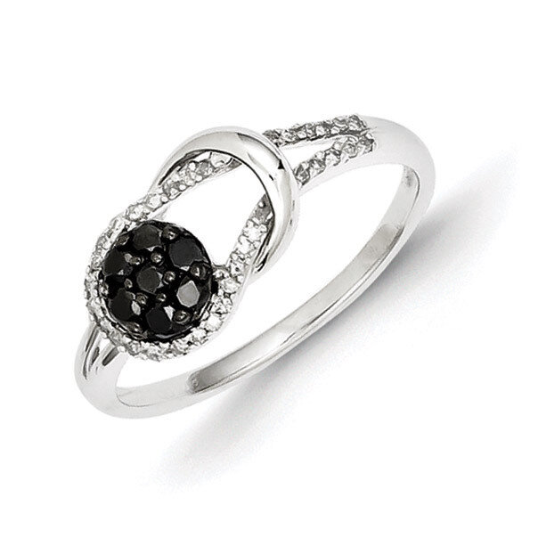 Black and White Diamond Love Knot Ring Sterling Silver QR3298, MPN: QR3298, 883957244396