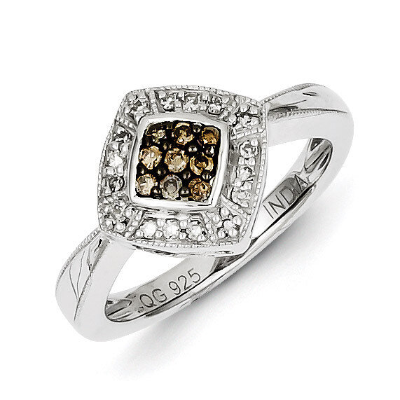 Champagne Diamond &amp; Small Diamond Shape Ring Sterling Silver QR5141, MPN: QR5141, 886774310480