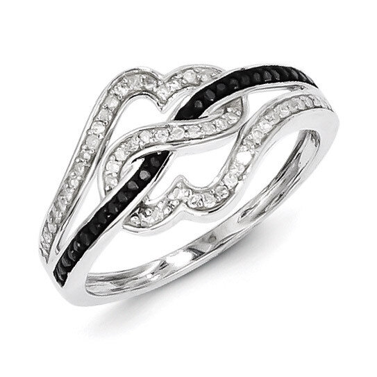 Black and White Diamond Ring Sterling Silver QR5356, MPN: QR5356, 883957245119