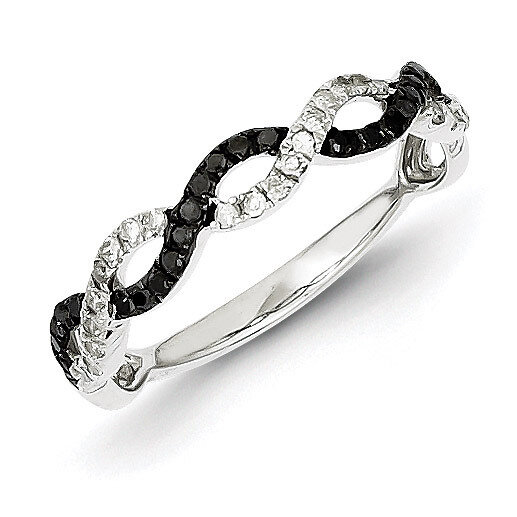 Back &amp; White Diamond Ring Sterling Silver Rhodium-plated QR5435