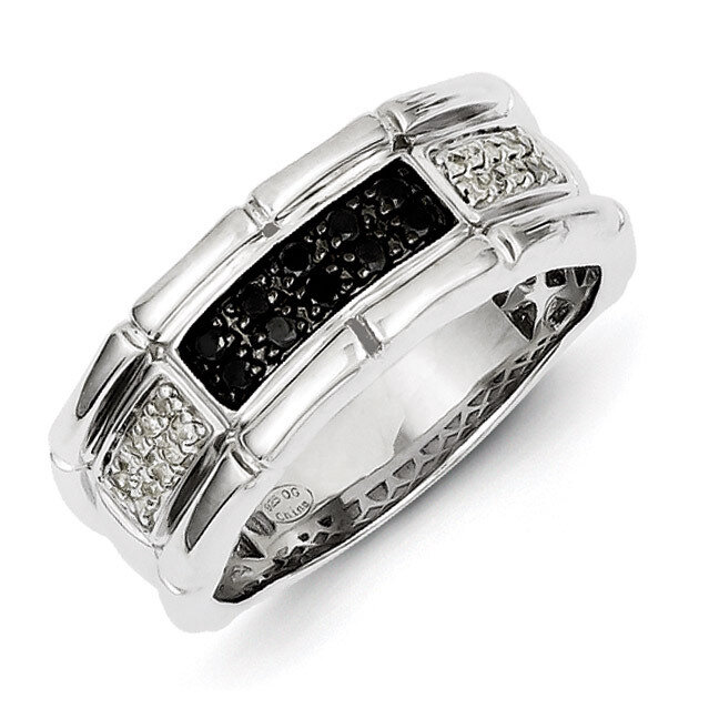 White & Black Diamond Men's Ring Sterling Silver QR5503