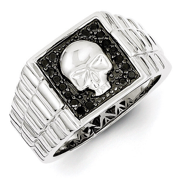 Black Diamond Square Skull Men&#39;s Ring Sterling Silver QR5589